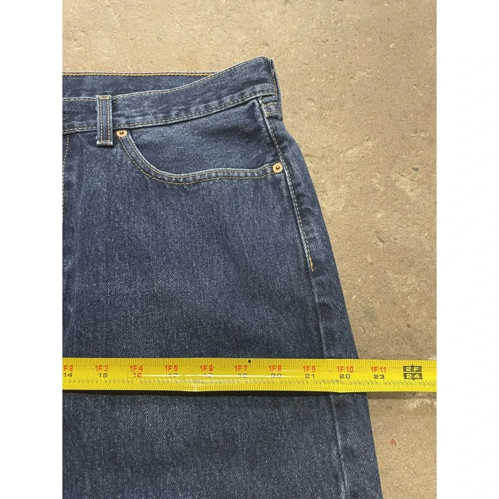 Levis 505 Jeans Mens 36x30 Dark Wash Blue Denim Regular Straight Leg‎ Zip Fly